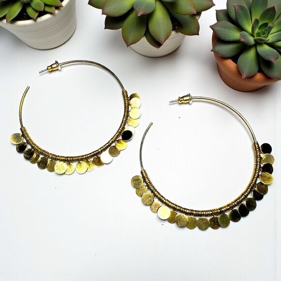 Stella and Dot Earrings - Etsy Stella & Dot Gold Hoop Fringe Earrings – Retired Statement Style